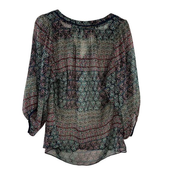 Maeve by Anthropologie Floral Print Sheer Poppy Peasant Blouse Size XS - Picture 2 of 6